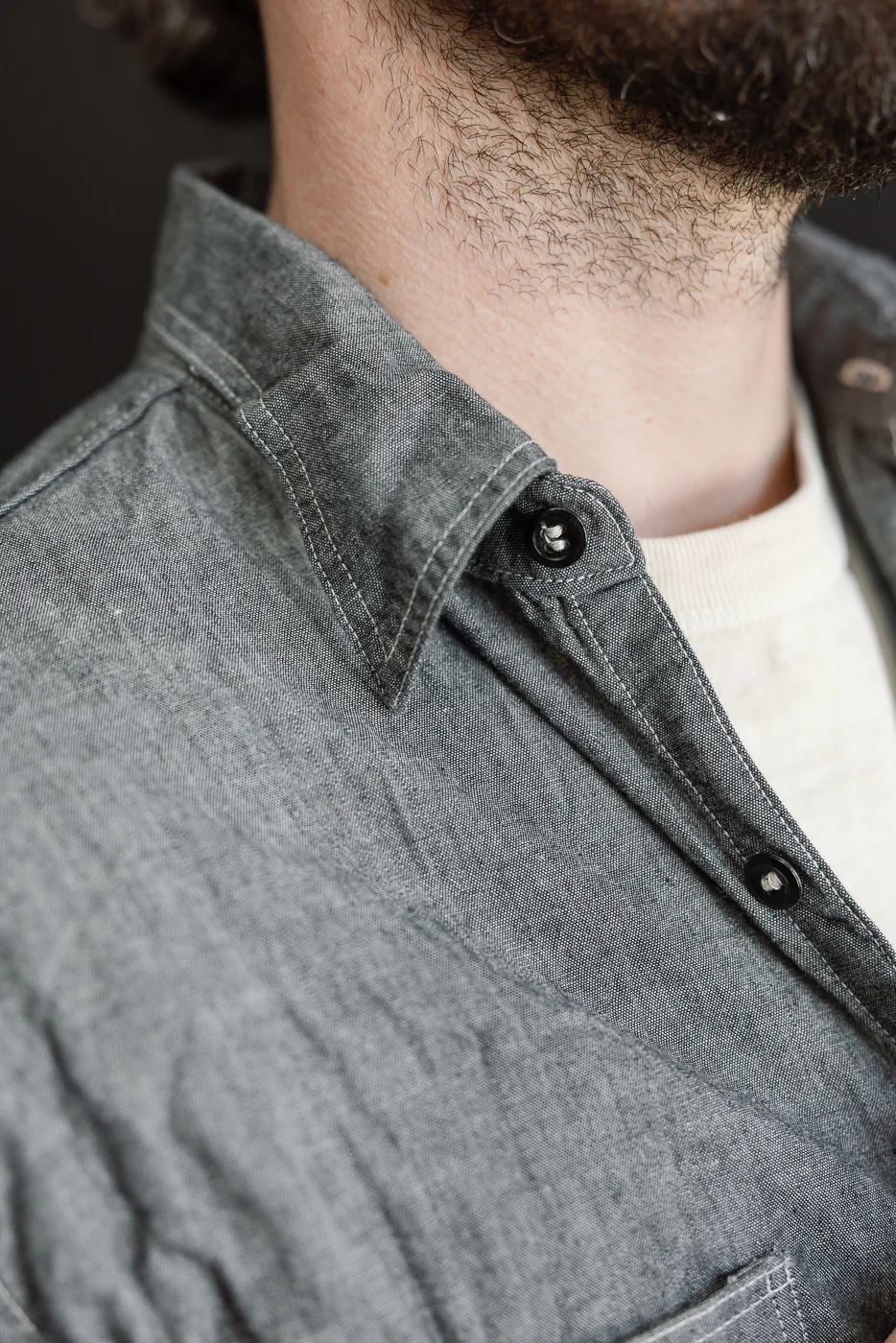 01-8270-61 - Relaxed Fit Chambray Work Shirt - Black - Image 21