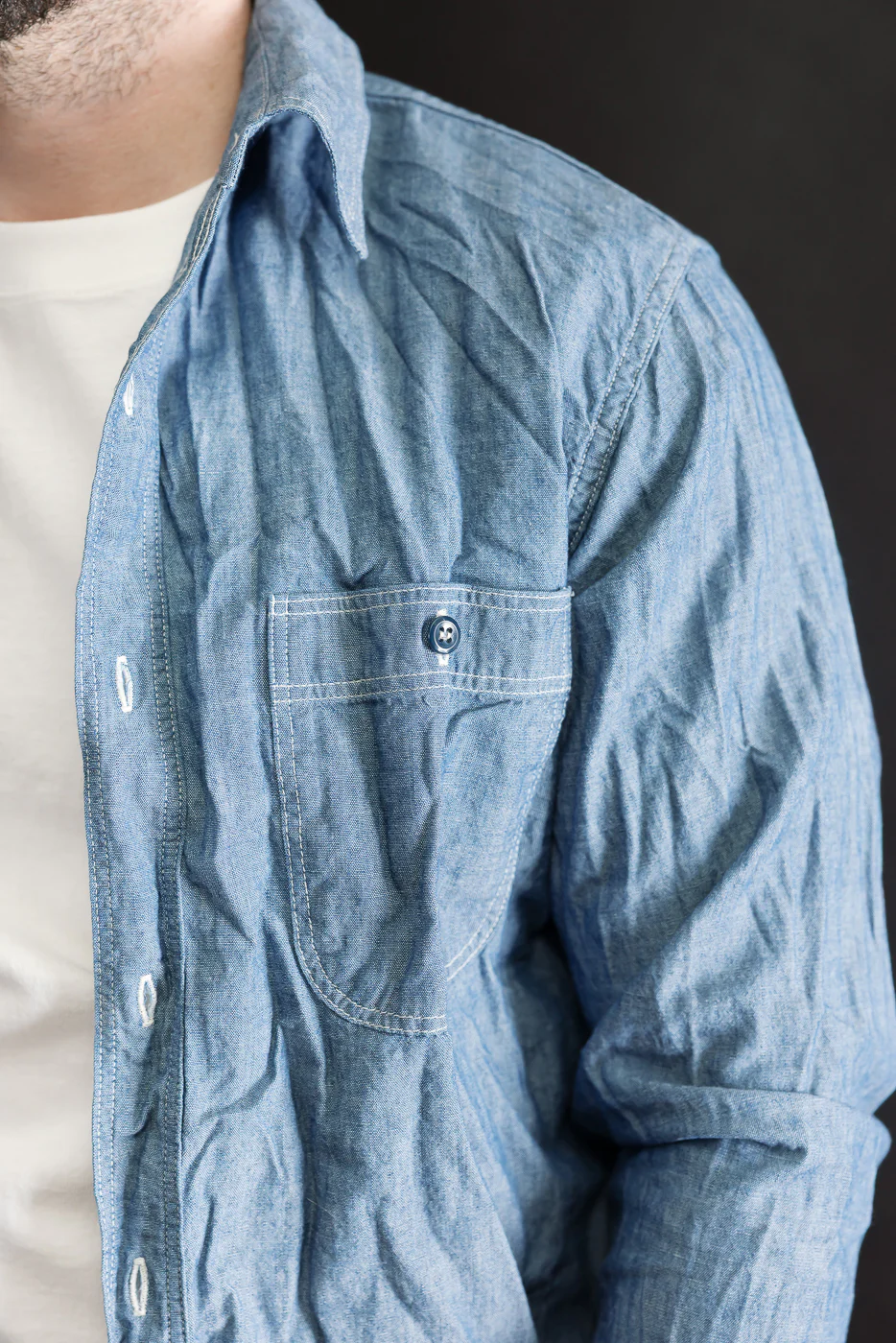 01-8270-84 - Relaxed Fit Chambray Work Shirt - Indigo - Image 15