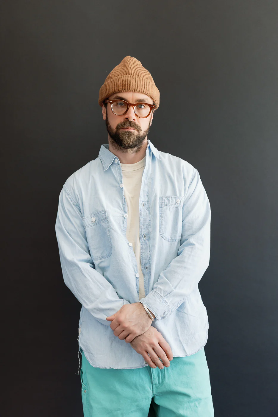 01-8270-99k - Relaxed Fit Chambray Work Shirt - Sky Blue - Image 10