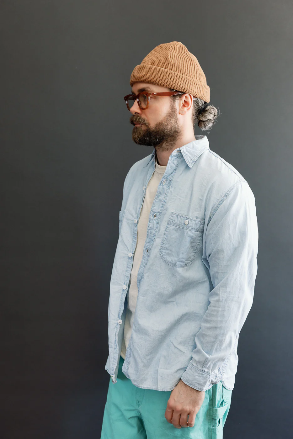 01-8270-99k - Relaxed Fit Chambray Work Shirt - Sky Blue - Image 11