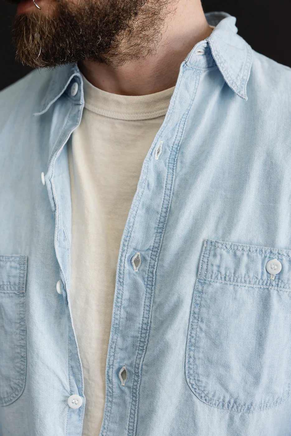 01-8270-99k - Relaxed Fit Chambray Work Shirt - Sky Blue - Image 17
