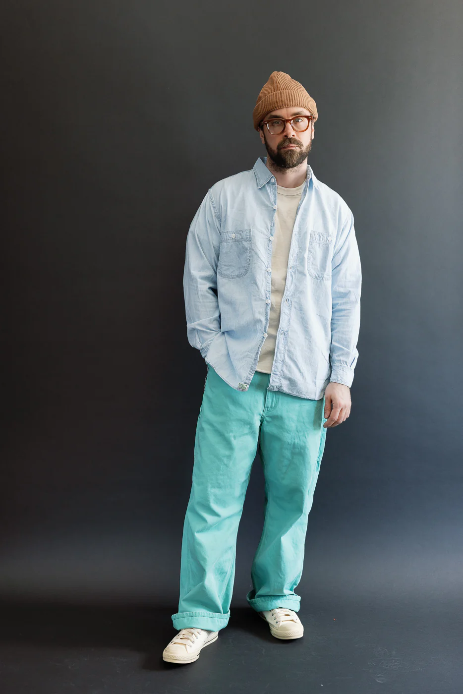 01-8270-99k - Relaxed Fit Chambray Work Shirt - Sky Blue - Image 7