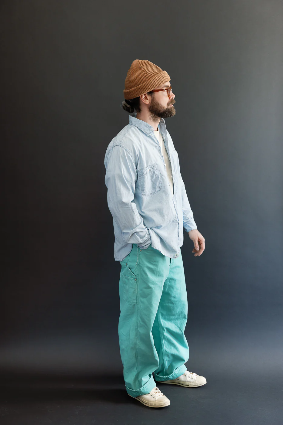 01-8270-99k - Relaxed Fit Chambray Work Shirt - Sky Blue - Image 8