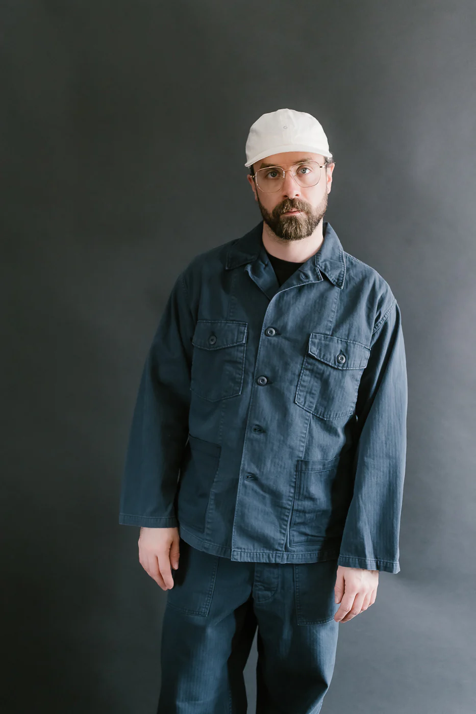 01-8346-02 - 4-Pocket Fatigue Shirt Herringbone Twill - Navy - Image 15