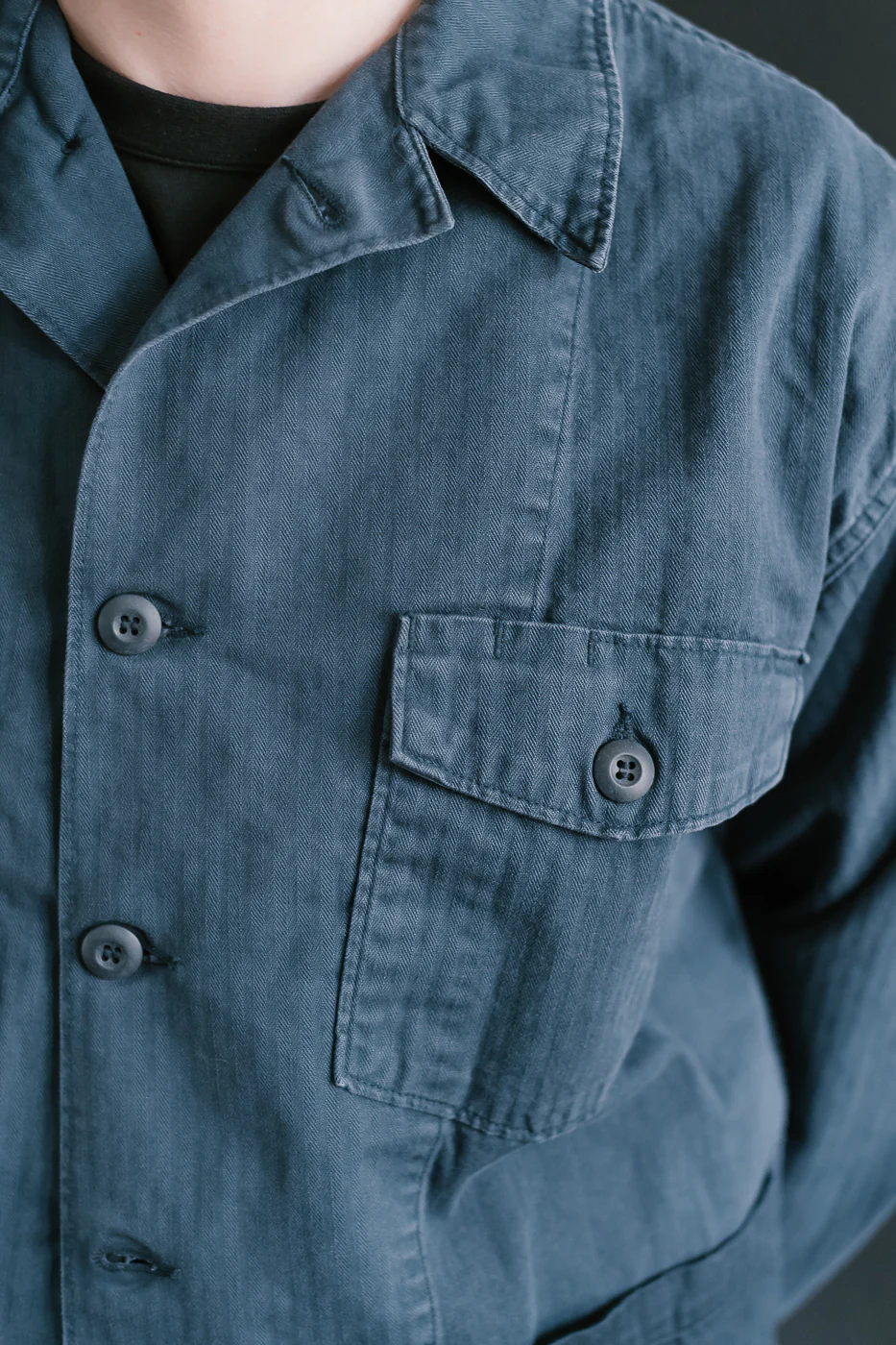 01-8346-02 - 4-Pocket Fatigue Shirt Herringbone Twill - Navy - Image 17