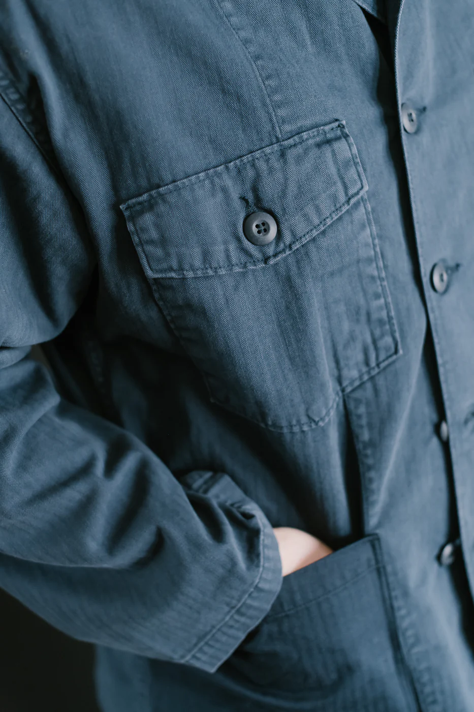 01-8346-02 - 4-Pocket Fatigue Shirt Herringbone Twill - Navy - Image 18