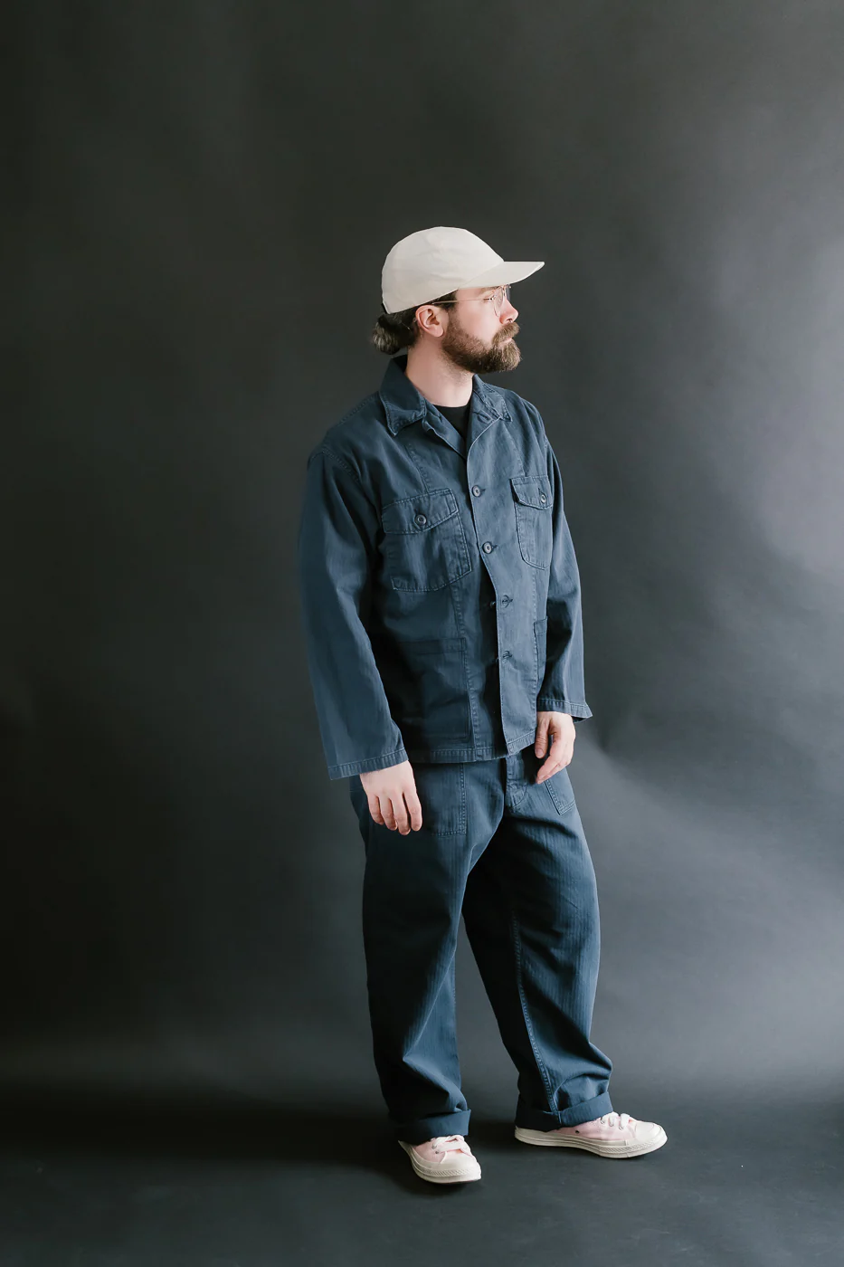 01-8346-02 - 4-Pocket Fatigue Shirt Herringbone Twill - Navy - Image 7