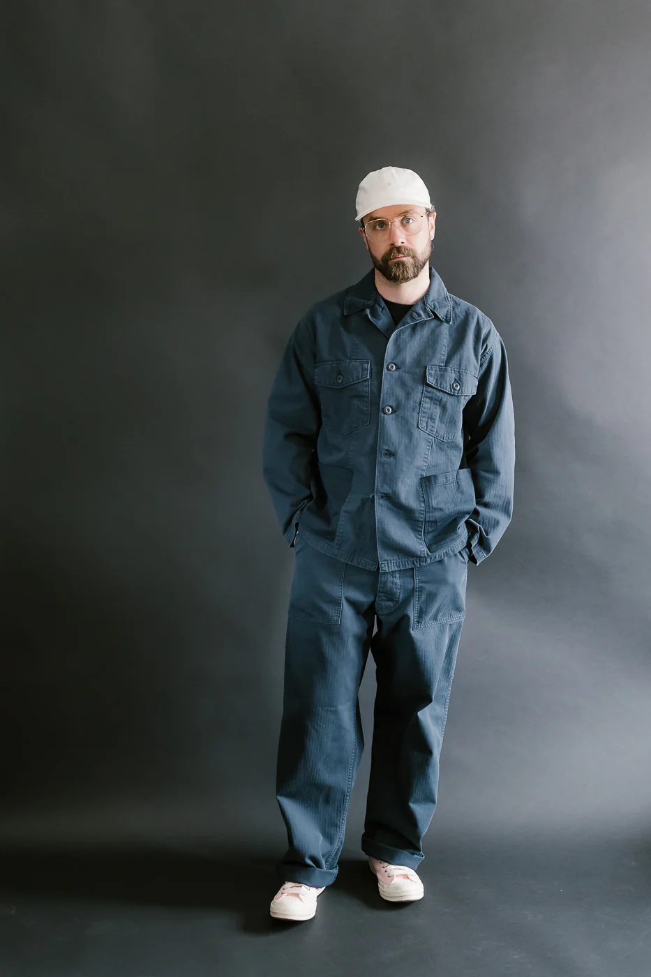 01-8346-02 - 4-Pocket Fatigue Shirt Herringbone Twill - Navy - Image 9