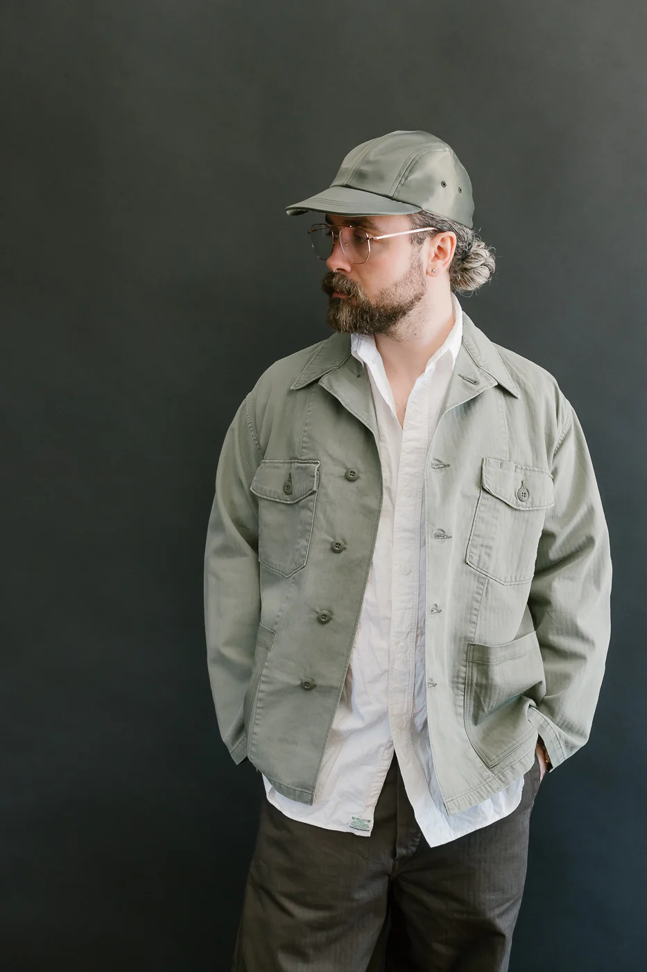01-8346-16 - 4-Pocket Fatigue Shirt Herringbone Twill - Green - Image 16