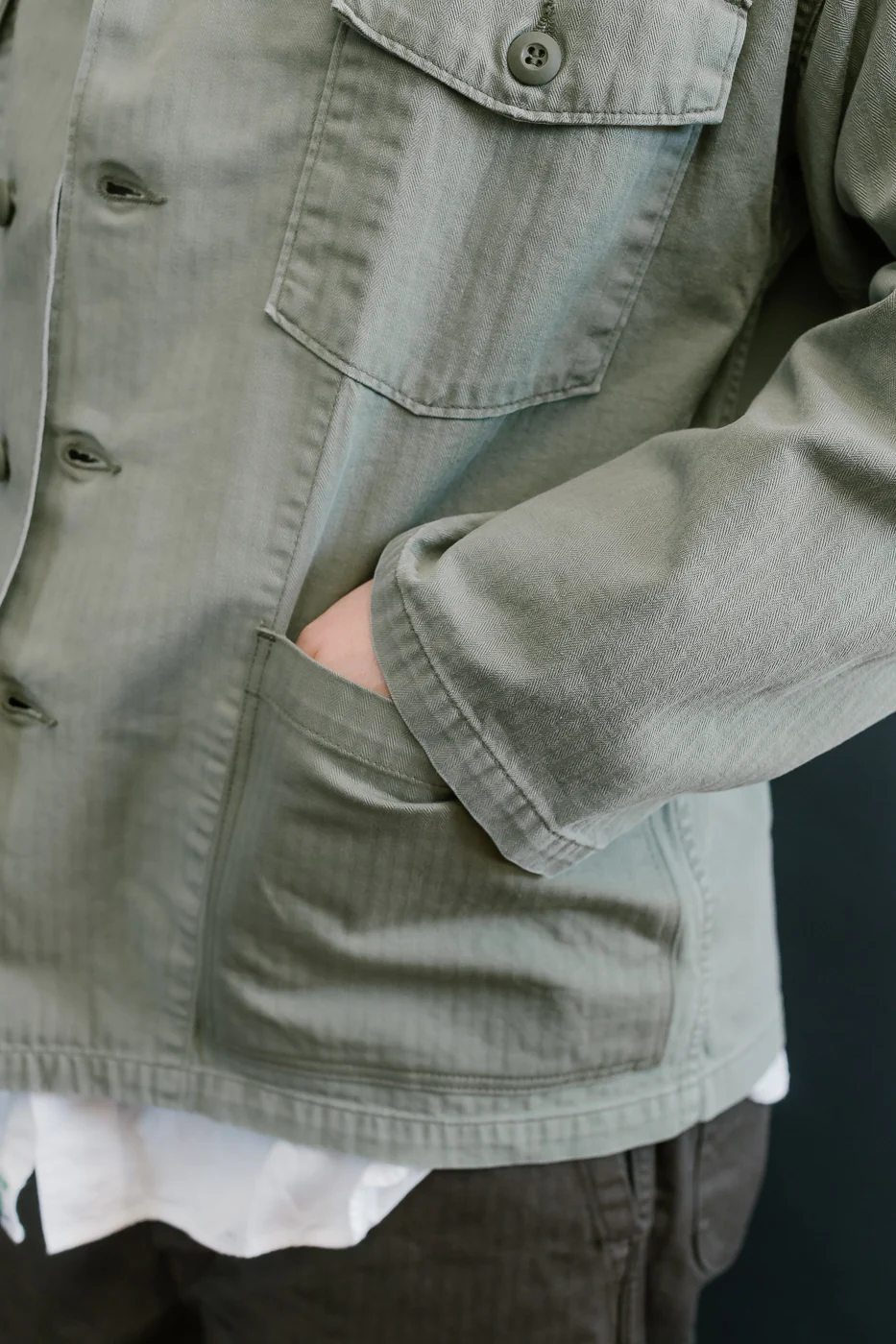 01-8346-16 - 4-Pocket Fatigue Shirt Herringbone Twill - Green - Image 22