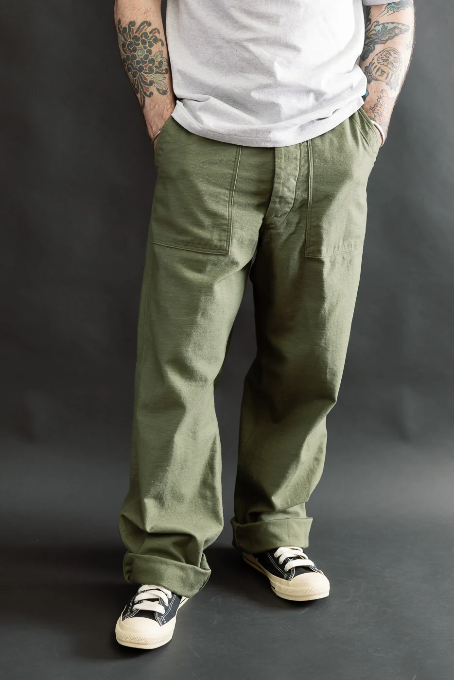 03-V5002-77K - Fatigue Pants Reverse Sateen - Vintage Fit - Dark Olive - Image 10