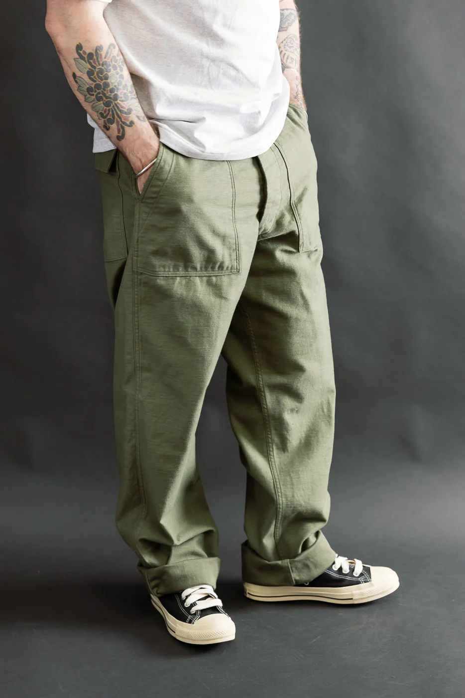 03-V5002-77K - Fatigue Pants Reverse Sateen - Vintage Fit - Dark Olive - Image 11
