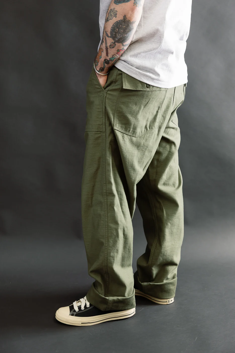 03-V5002-77K - Fatigue Pants Reverse Sateen - Vintage Fit - Dark Olive - Image 13