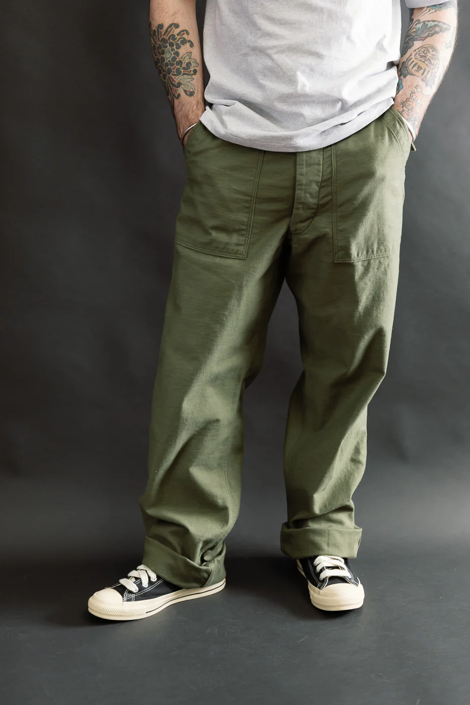 03-V5002-77K - Fatigue Pants Reverse Sateen - Vintage Fit - Dark Olive - Image 14