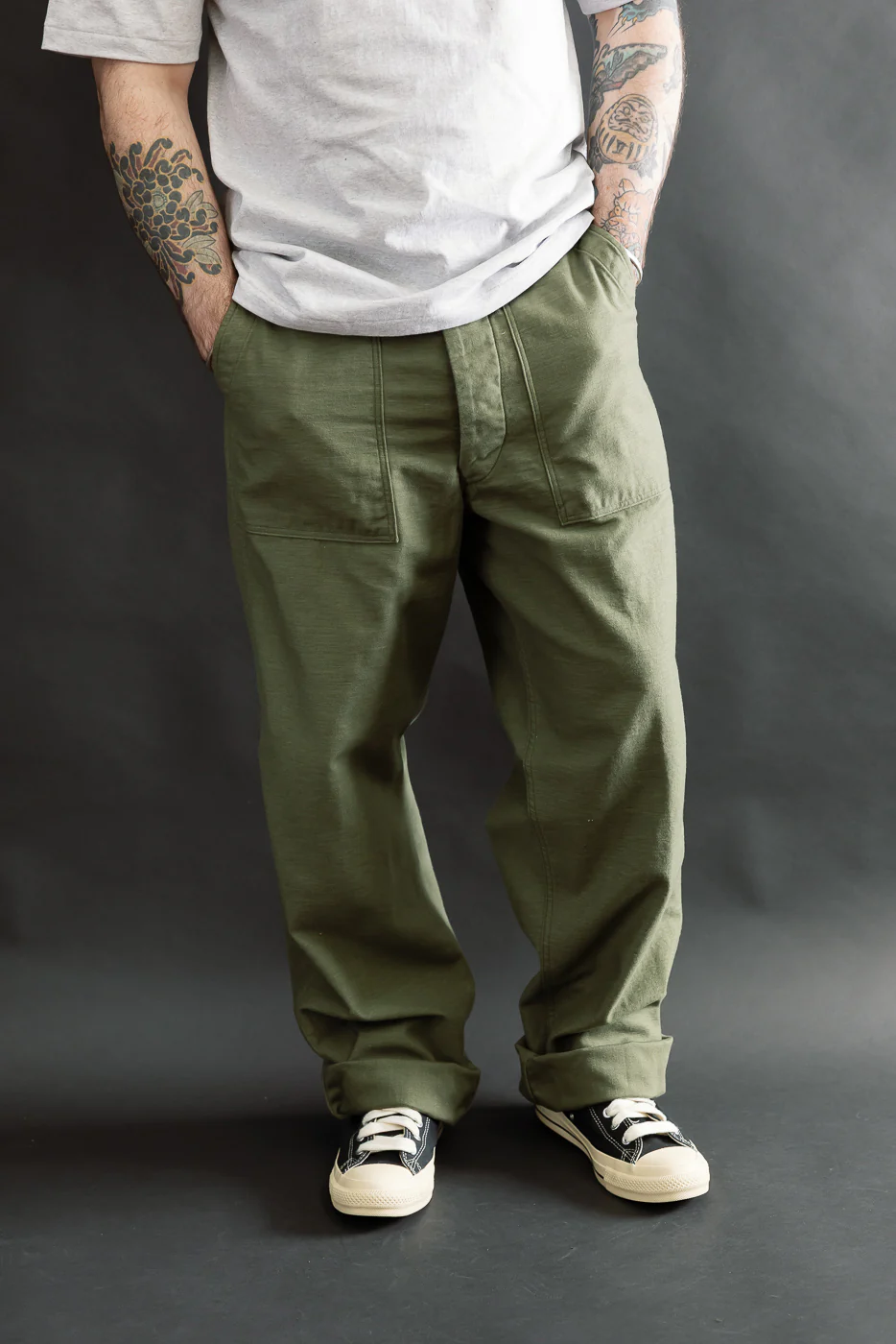 03-V5002-77K - Fatigue Pants Reverse Sateen - Vintage Fit - Dark Olive - Image 15