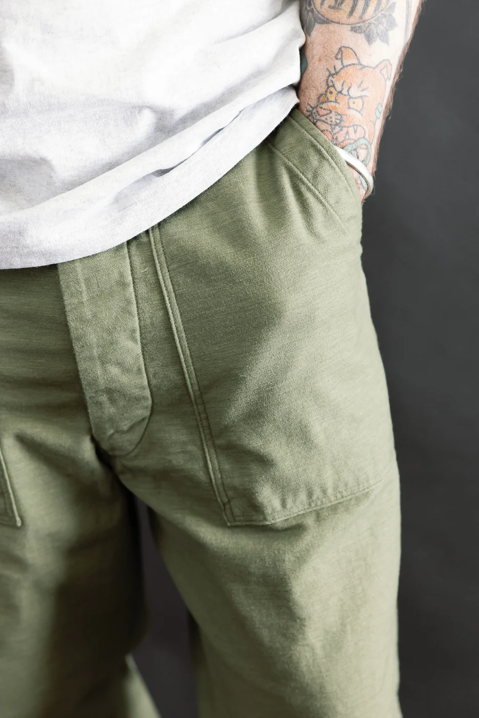 03-V5002-77K - Fatigue Pants Reverse Sateen - Vintage Fit - Dark Olive - Image 16