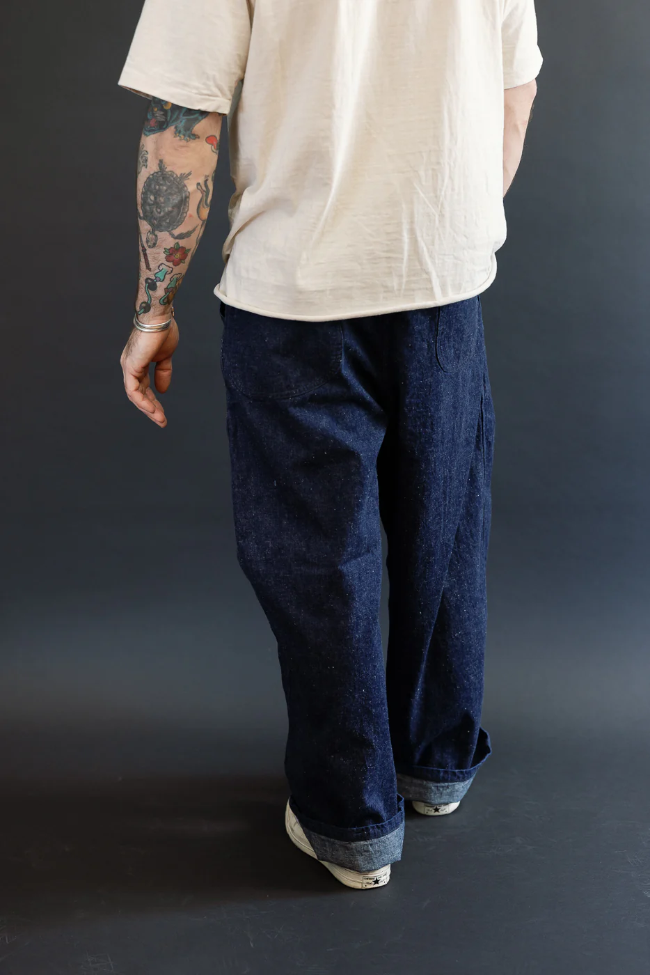 01-V5130-81K - US Navy Denim Wide Fit Selvedge Utility Pants - Indigo OW - Image 12