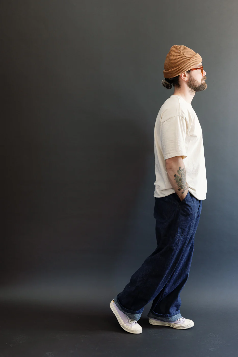 01-V5130-81K - US Navy Denim Wide Fit Selvedge Utility Pants - Indigo OW - Image 8