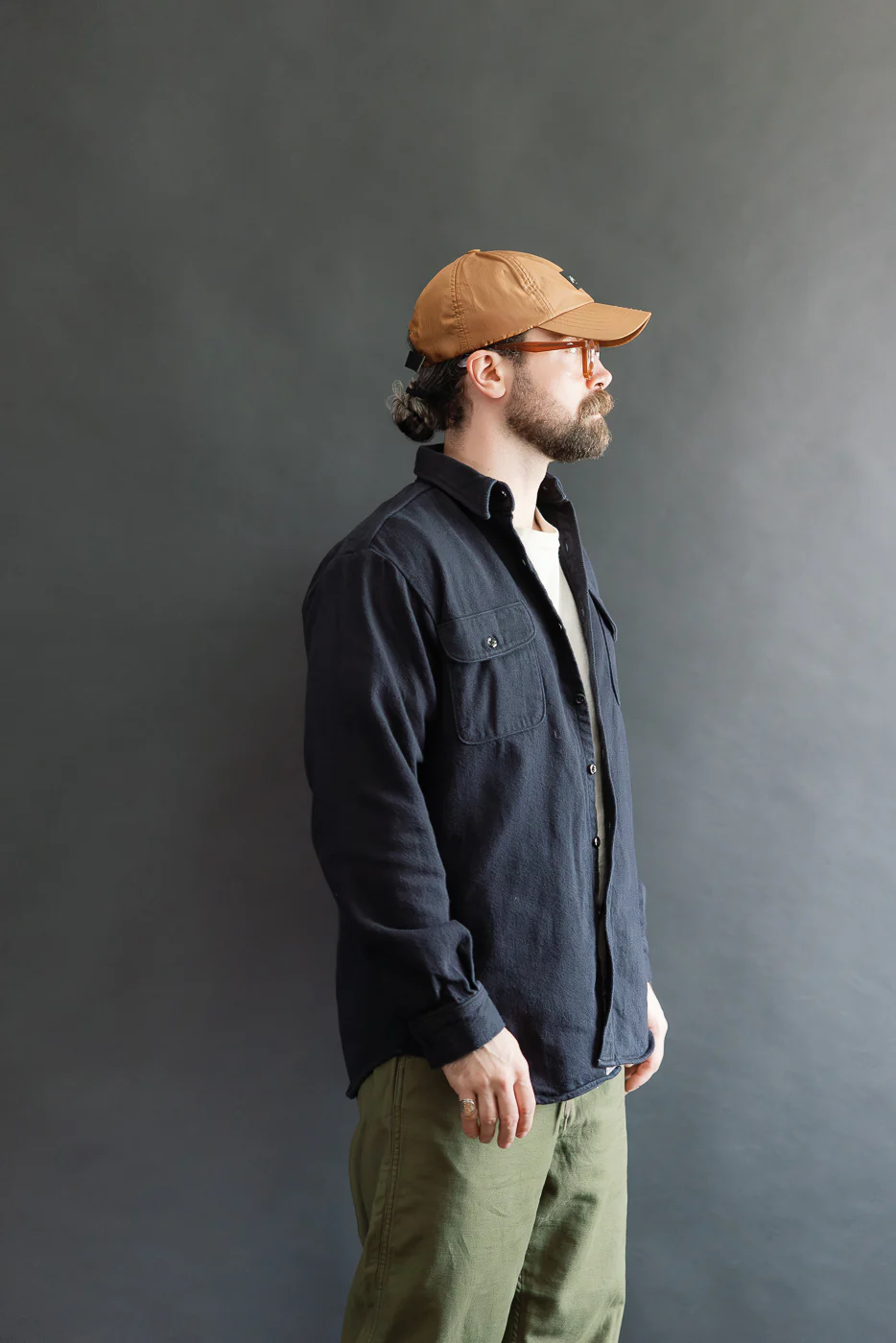 01-V8072-02 - Relaxed Fit Flannel Shirt - Navy - Image 10