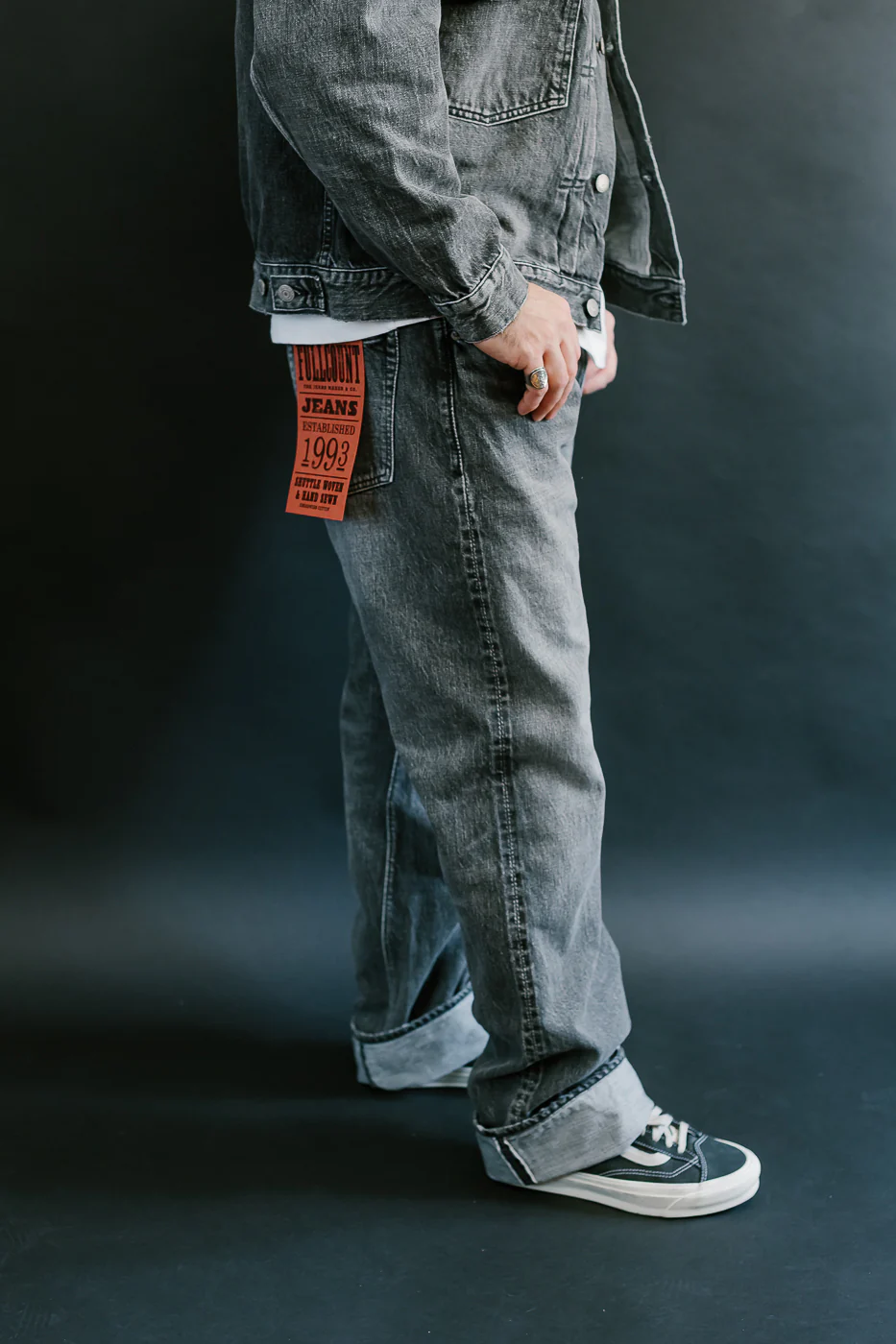 0105BKHW - 13.7oz Black Selvedge Denim Dartford - Wide Fit - Image 14