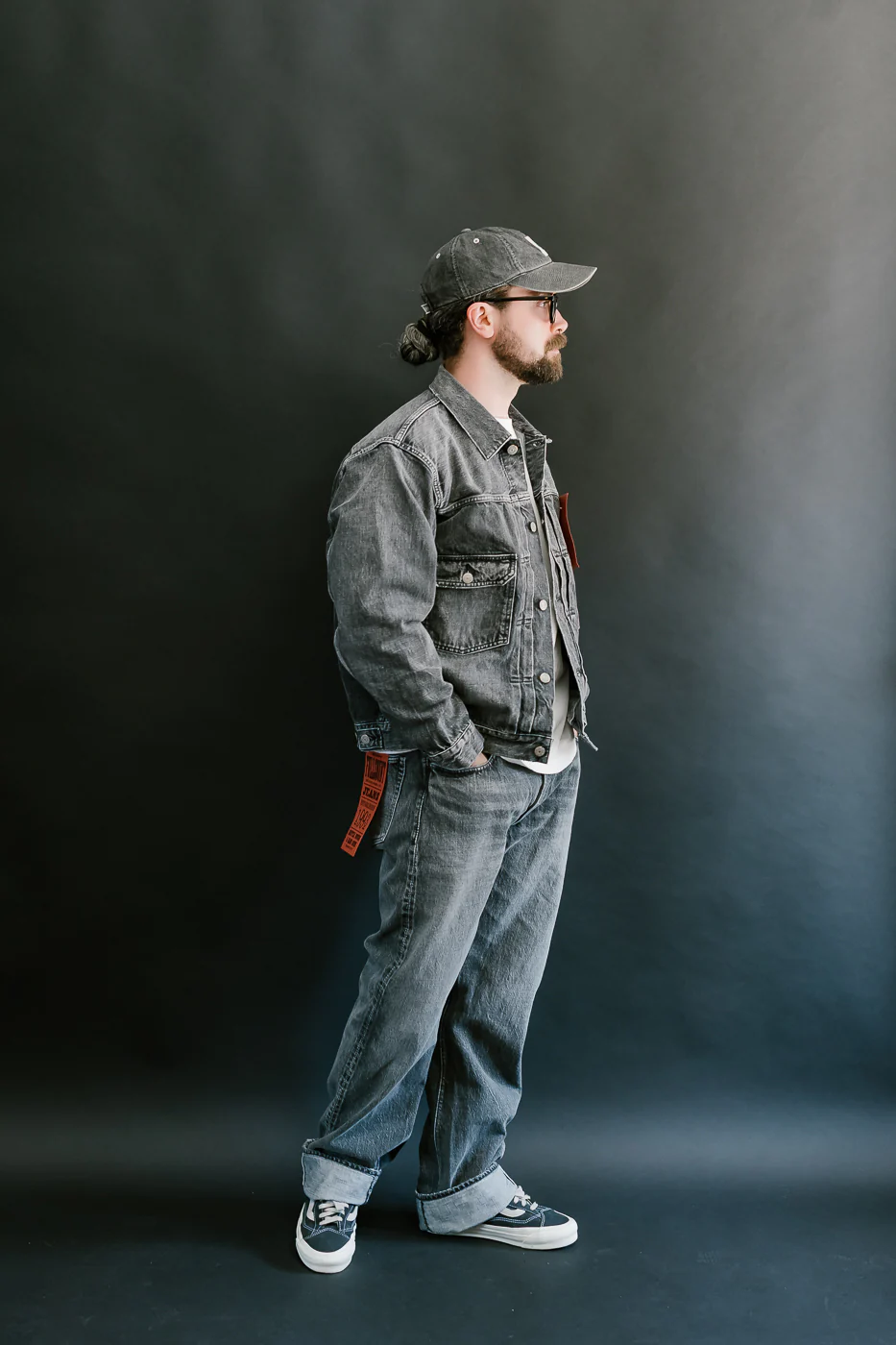 0105BKHW - 13.7oz Black Selvedge Denim Dartford - Wide Fit - Image 9