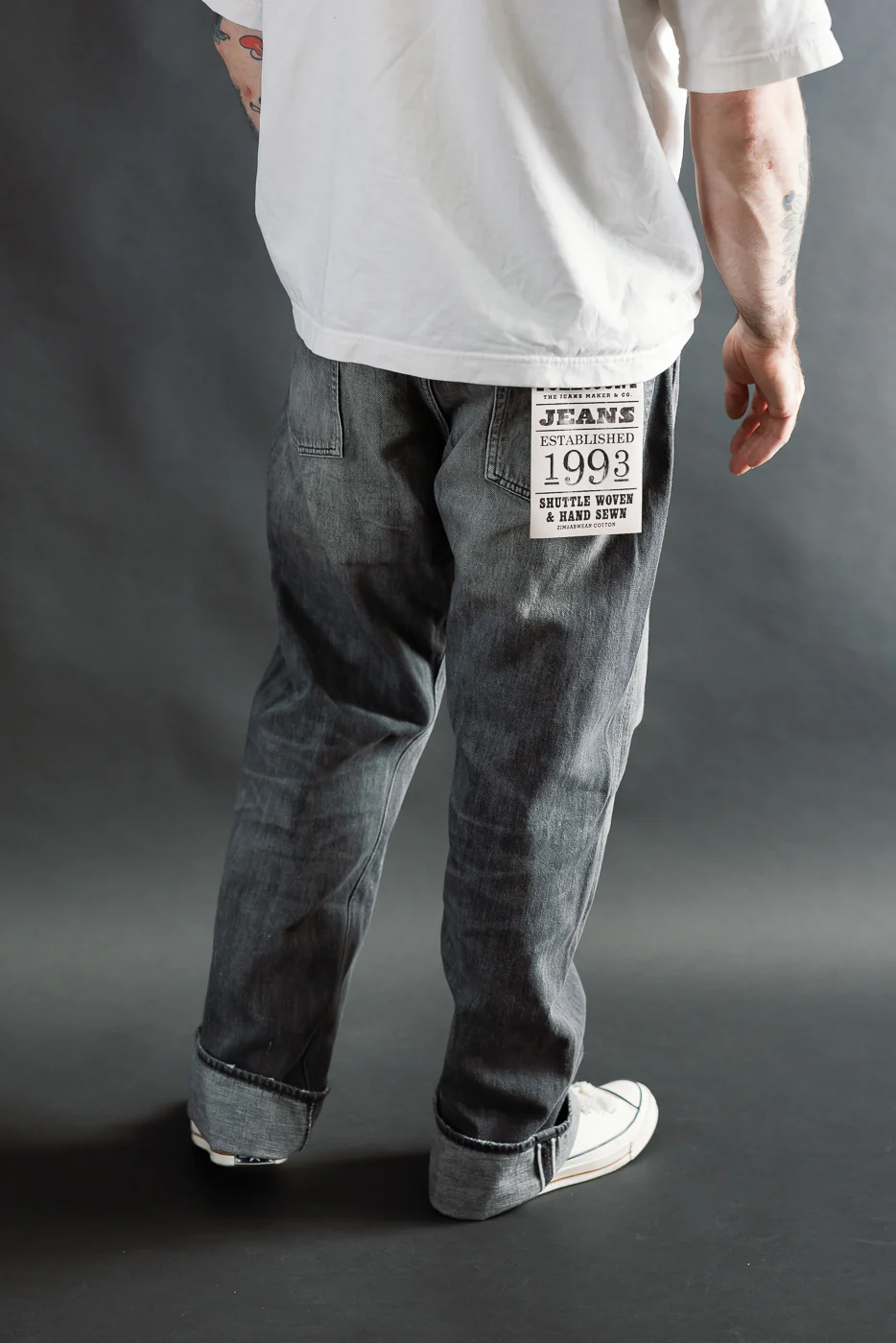 0105BKSSHW - 11.5oz "Super Smooth" Black Selvedge Denim Dartford Jeans - Wide Fit - Image 13