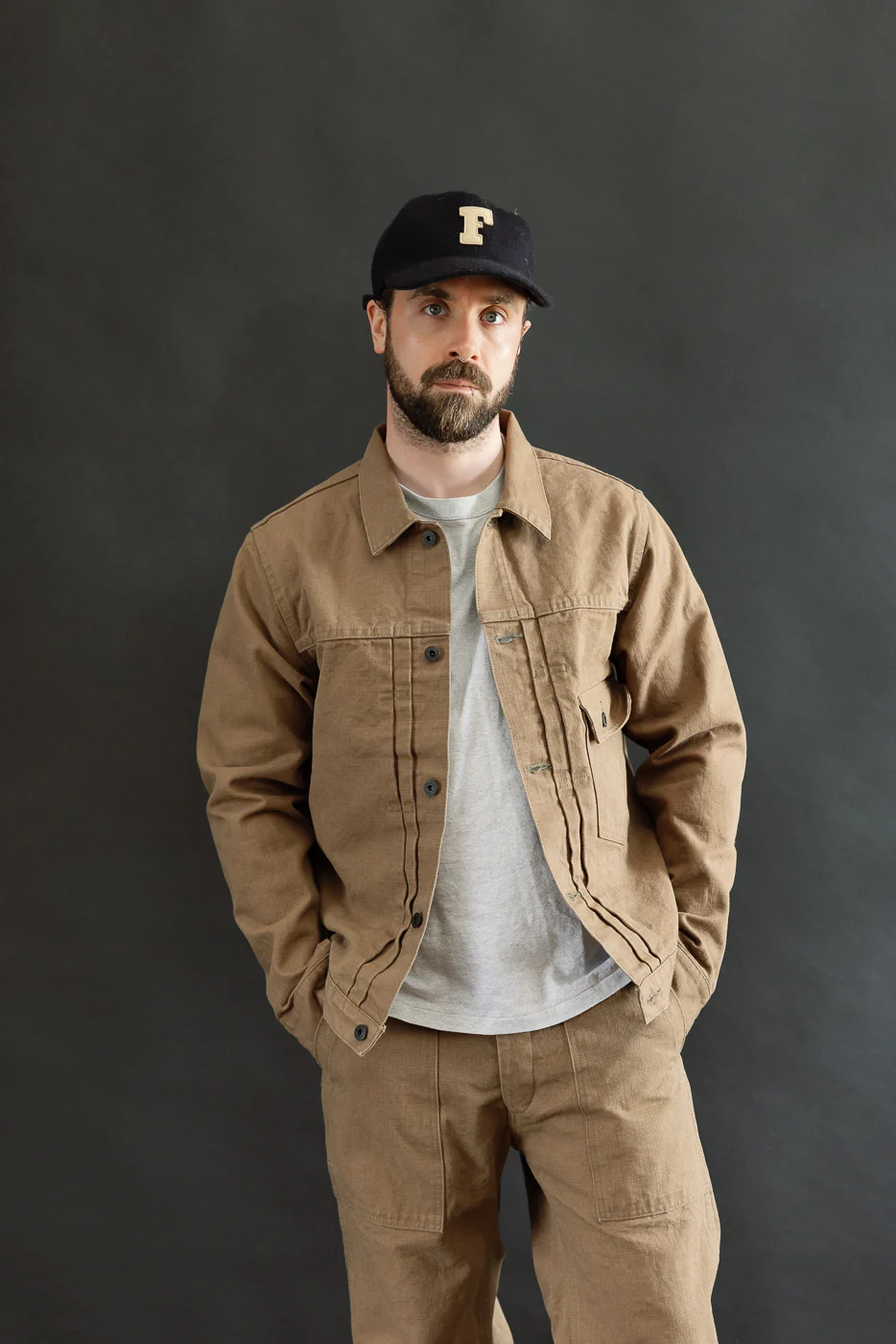 01507-HOX-BRK - 13oz "Brown Khaki" Sulfur Dyed Heavy Oxford Jacket - Type I - Image 10