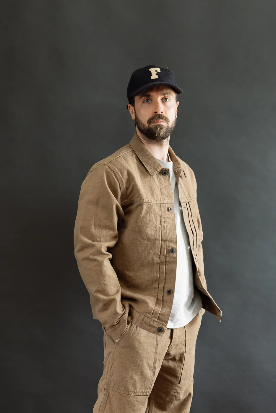 01507-HOX-BRK - 13oz "Brown Khaki" Sulfur Dyed Heavy Oxford Jacket - Type I - Image 11