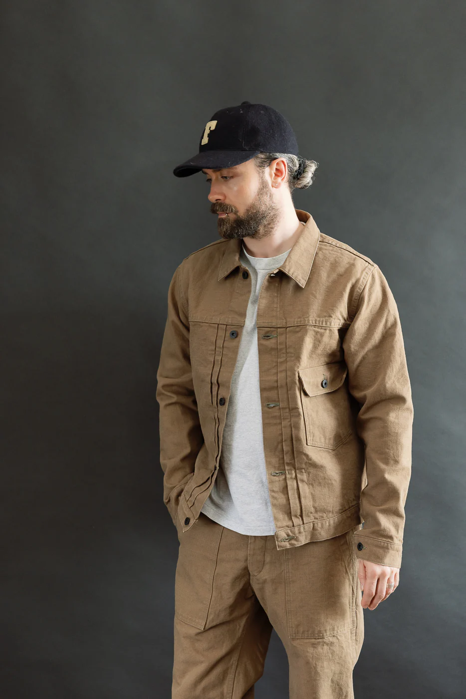 01507-HOX-BRK - 13oz "Brown Khaki" Sulfur Dyed Heavy Oxford Jacket - Type I - Image 14