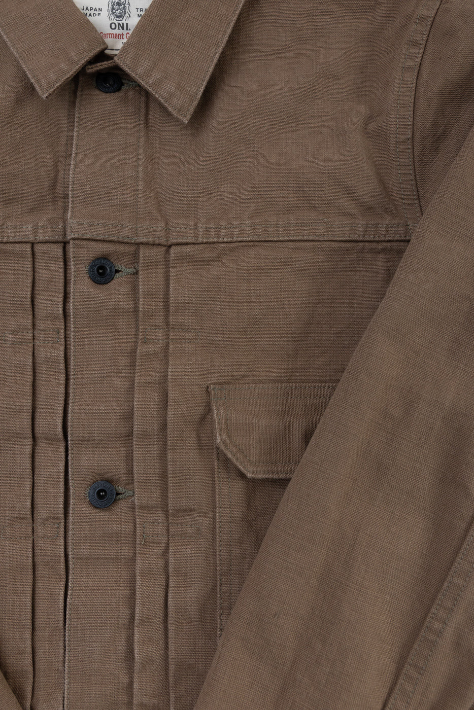 01507-HOX-BRK - 13oz "Brown Khaki" Sulfur Dyed Heavy Oxford Jacket - Type I - Image 3