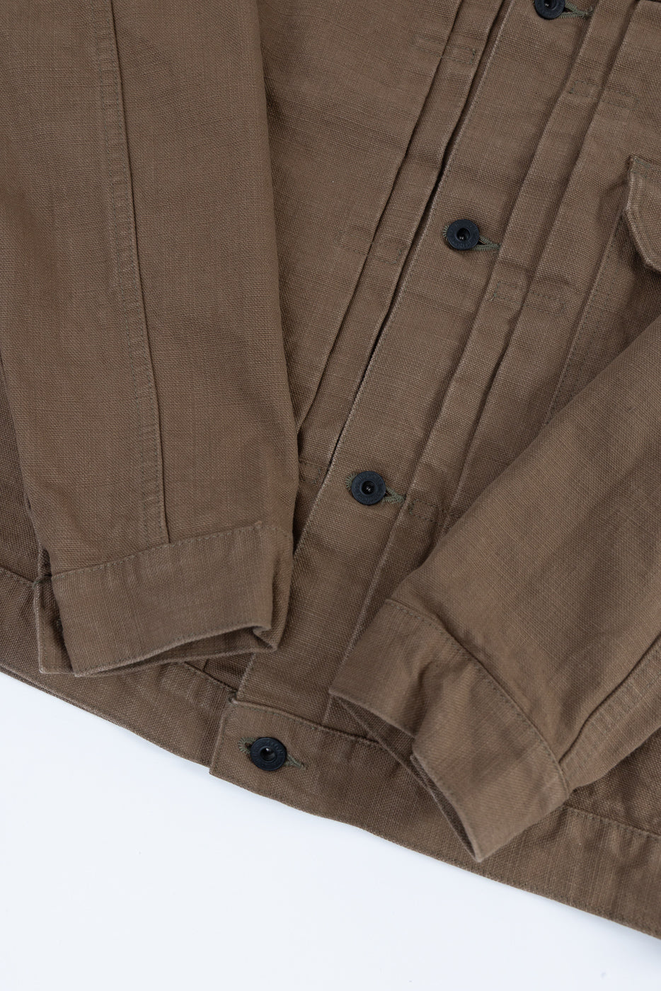 01507-HOX-BRK - 13oz "Brown Khaki" Sulfur Dyed Heavy Oxford Jacket - Type I - Image 4
