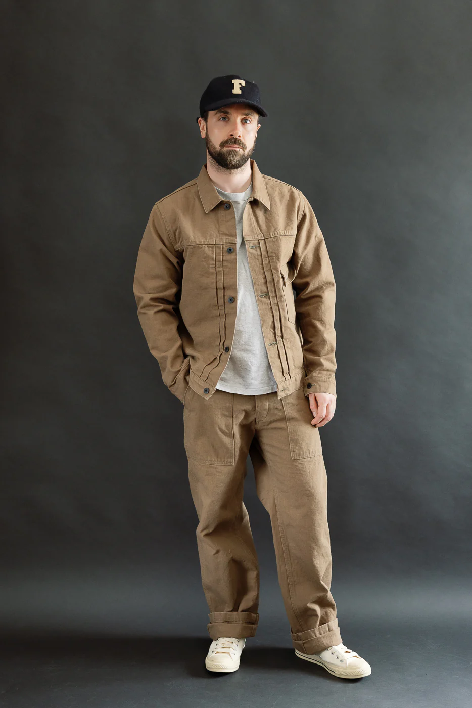 01507-HOX-BRK - 13oz "Brown Khaki" Sulfur Dyed Heavy Oxford Jacket - Type I - Image 7
