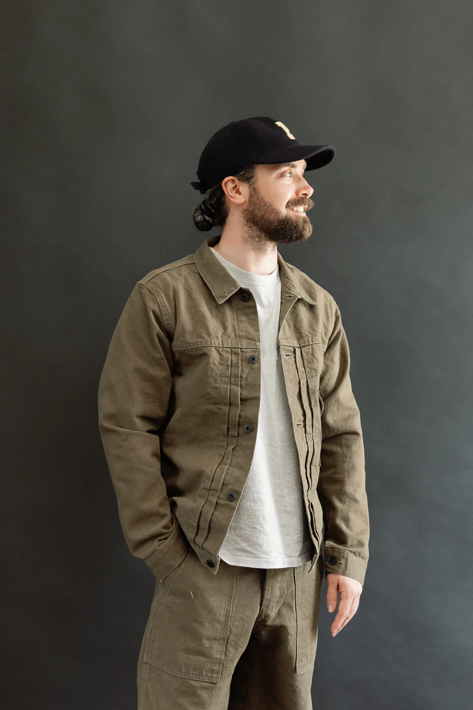 01507-HOX-OLB - 13oz "Olive Khaki" Sulfur Dyed Heavy Oxford Jacket - Type I - Image 13