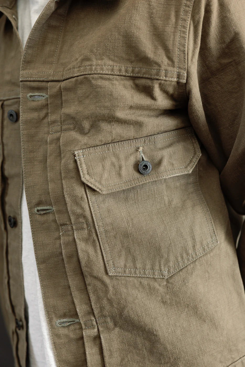 01507-HOX-OLB - 13oz "Olive Khaki" Sulfur Dyed Heavy Oxford Jacket - Type I - Image 20