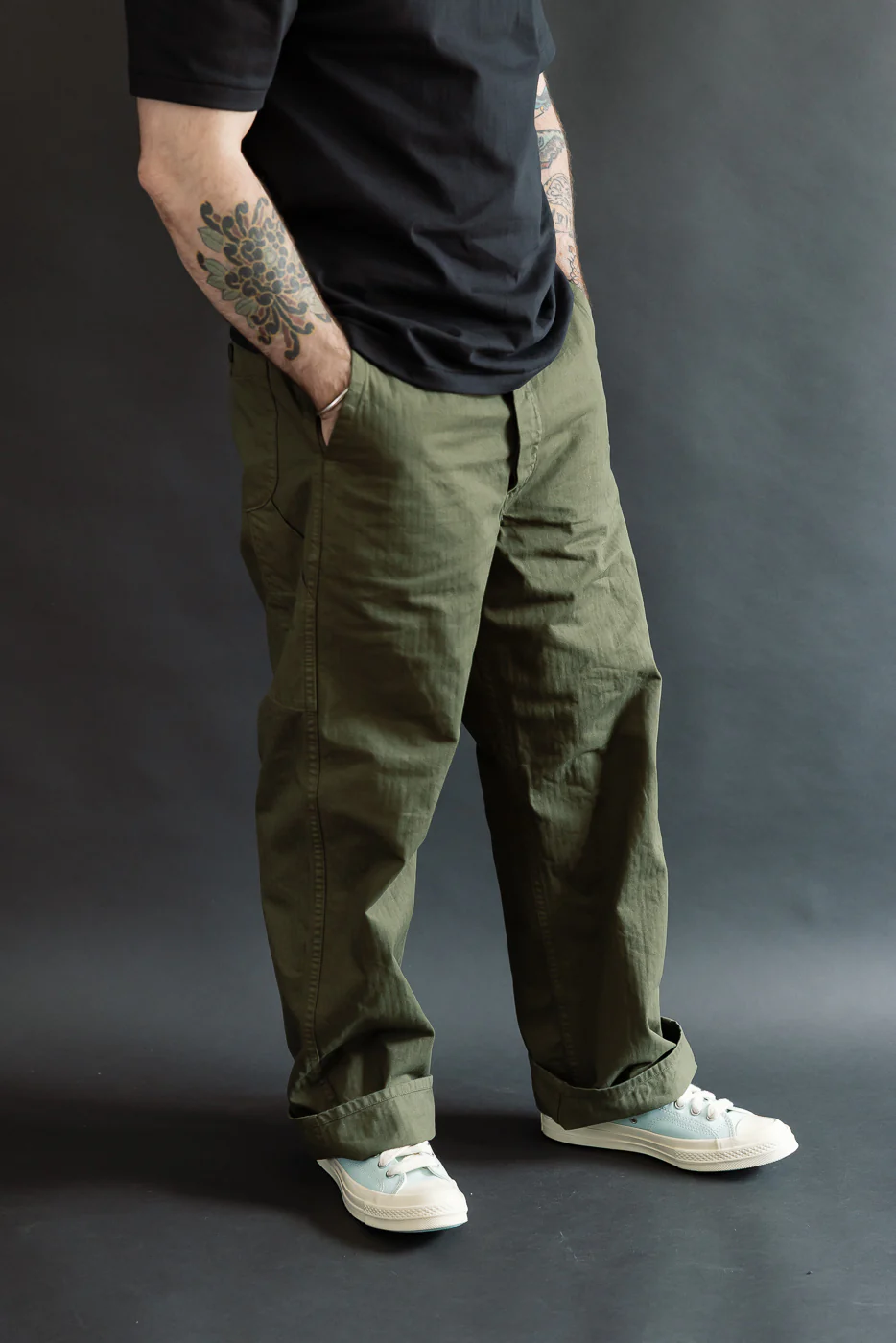 03-5011-76 - Wide French Work Pant - Army Green - Image 10