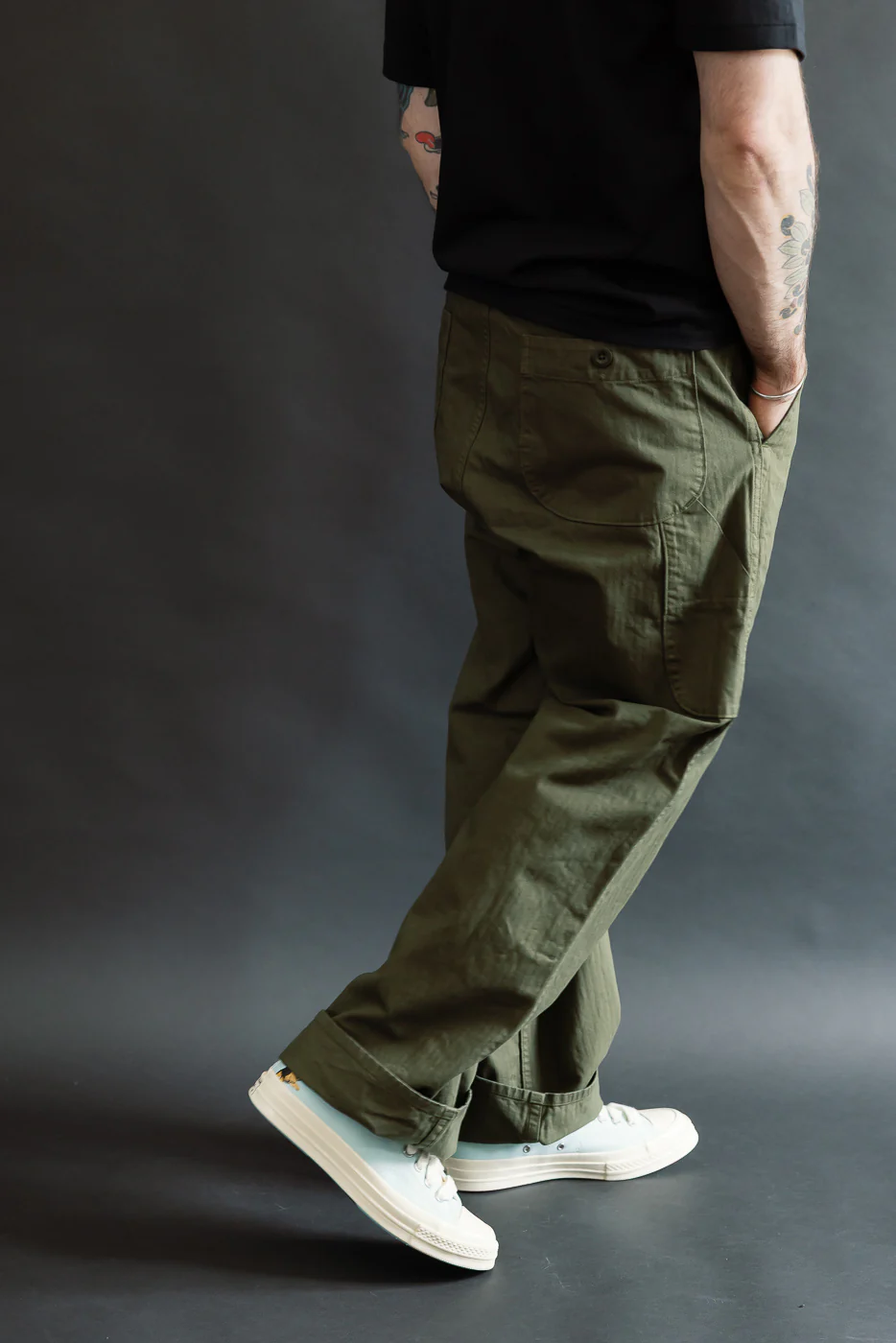 03-5011-76 - Wide French Work Pant - Army Green - Image 11