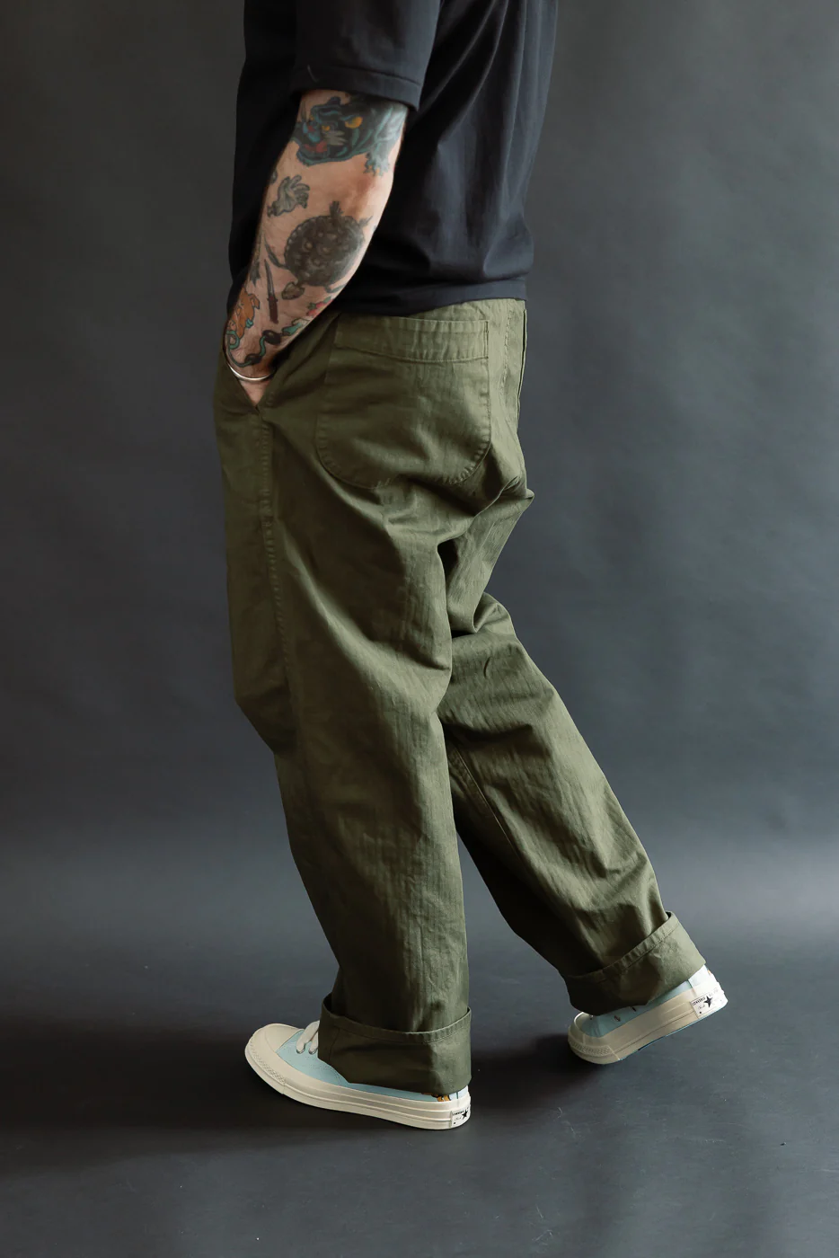 03-5011-76 - Wide French Work Pant - Army Green - Image 13