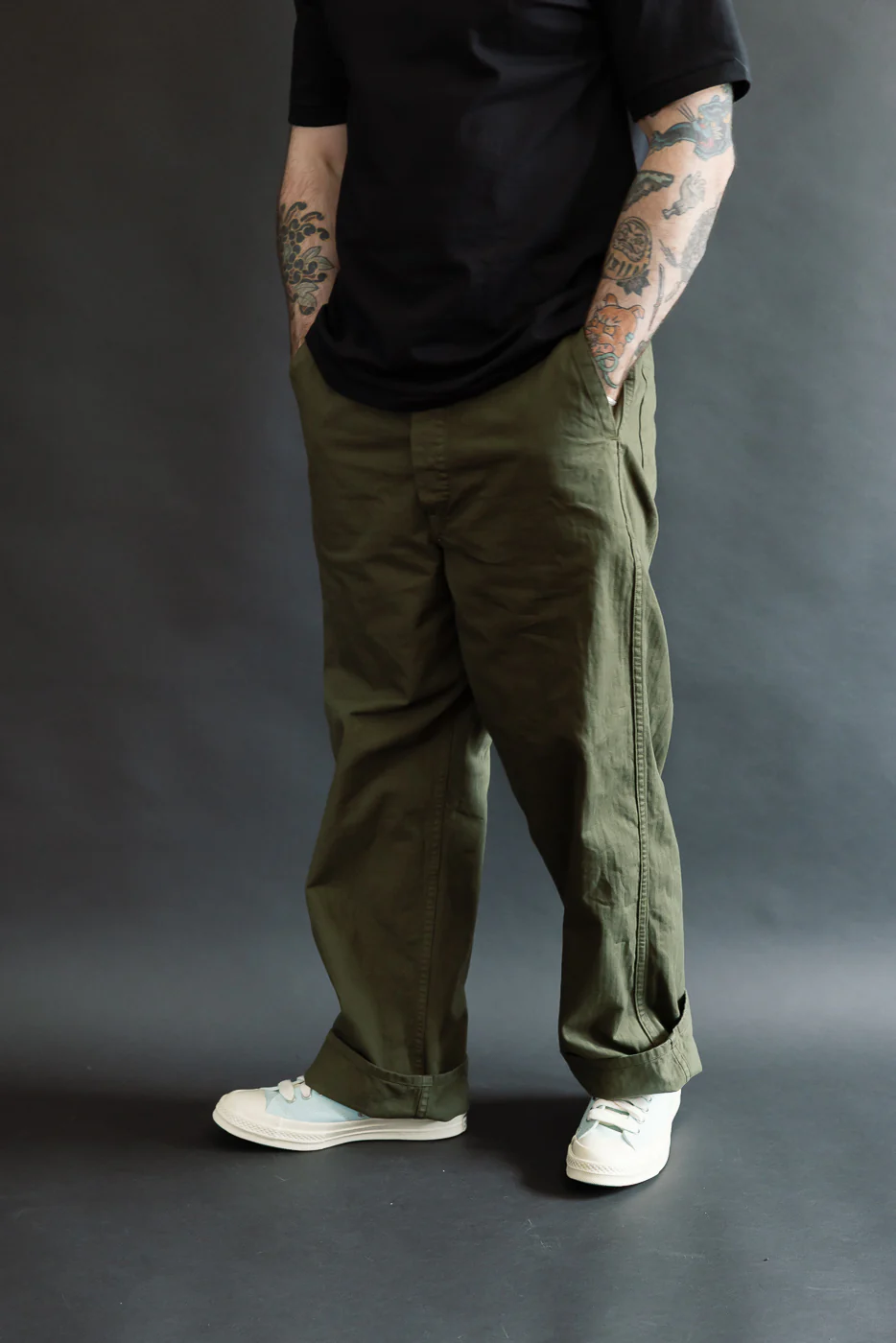 03-5011-76 - Wide French Work Pant - Army Green - Image 14