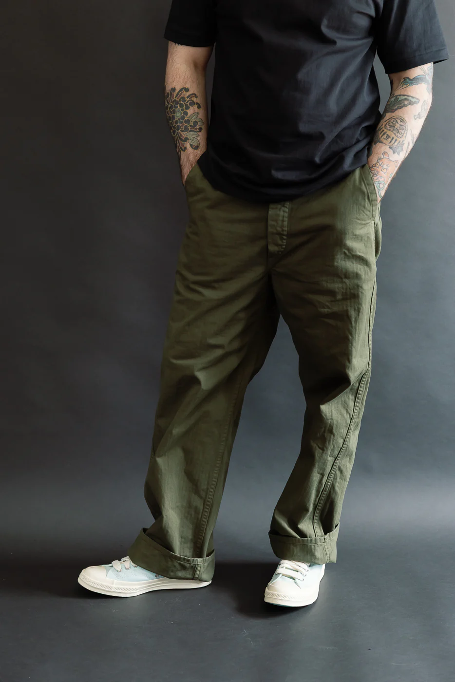 03-5011-76 - Wide French Work Pant - Army Green - Image 15