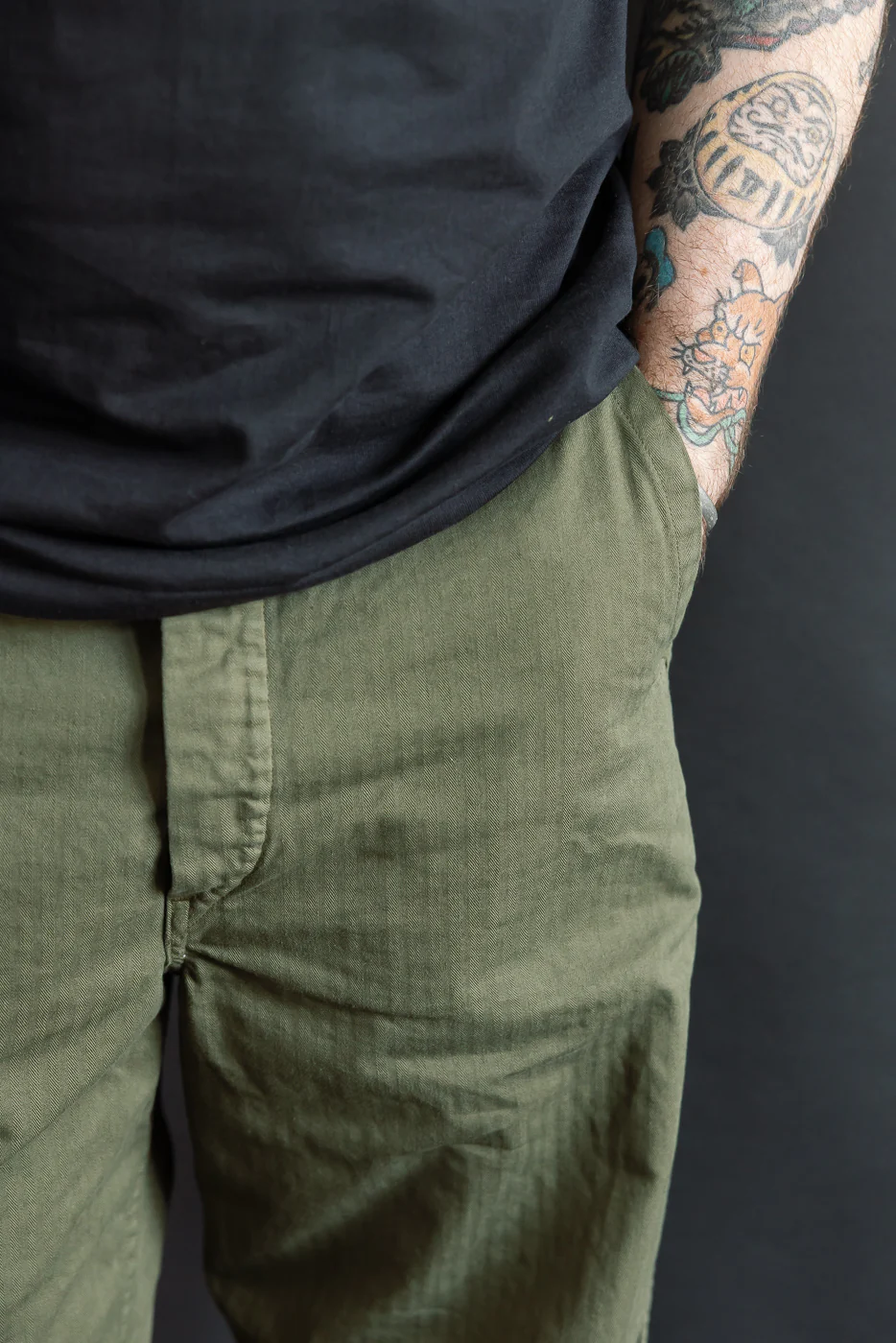 03-5011-76 - Wide French Work Pant - Army Green - Image 16