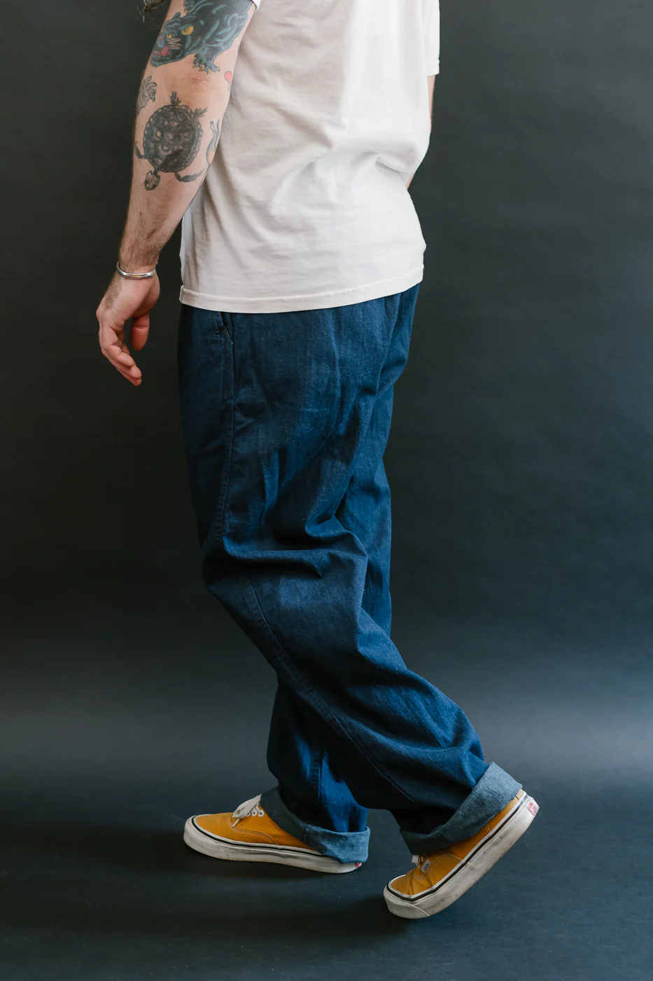 03-5021-A81 - Two Tuck Denim Wide Trousers - One Wash (Light Blue) - Image 13