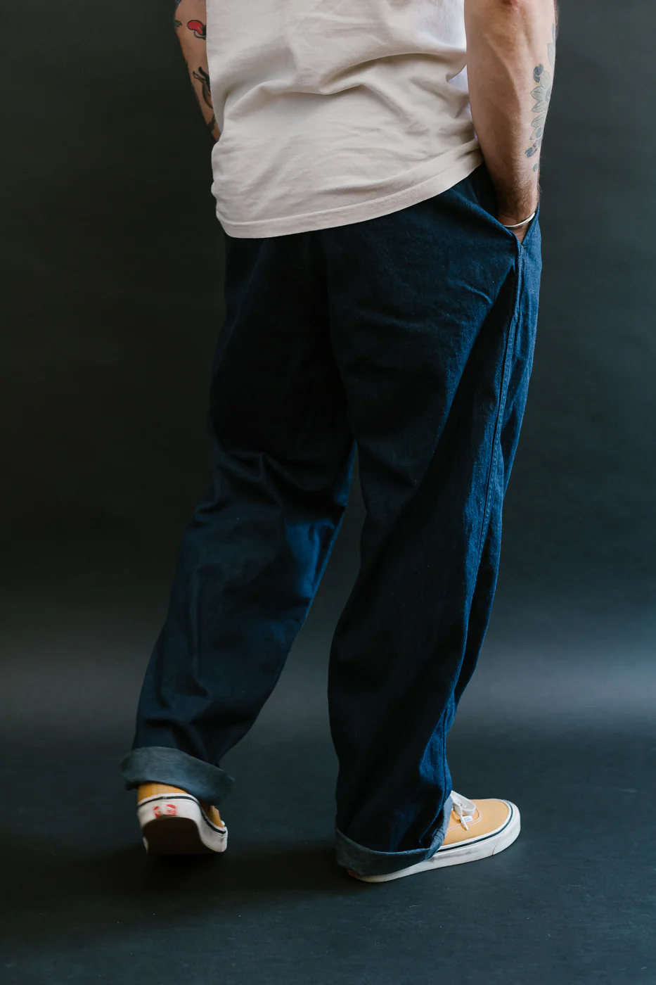 03-5021-A81 - Two Tuck Denim Wide Trousers - One Wash (Light Blue) - Image 15
