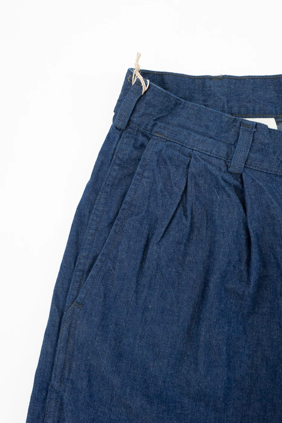 03-5021-A81 - Two Tuck Denim Wide Trousers - One Wash (Light Blue) - Image 4