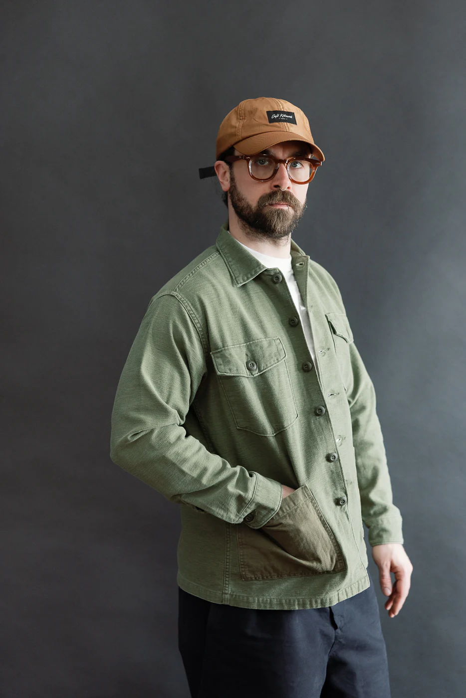 03-8345-77s - 4-Pocket Fatigue Shirt Reverse Sateen - Dark Olive Stone - Image 11