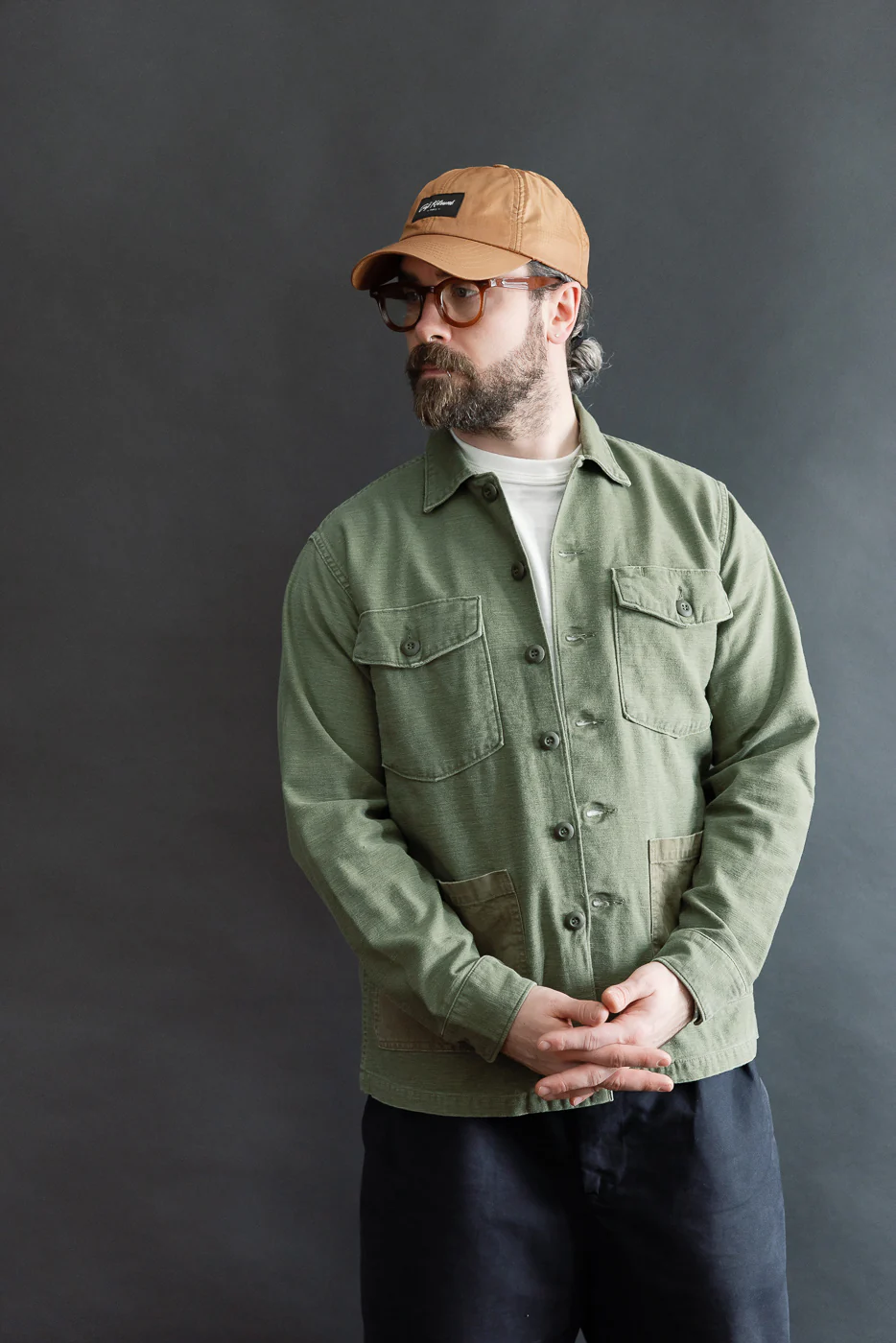 03-8345-77s - 4-Pocket Fatigue Shirt Reverse Sateen - Dark Olive Stone - Image 16