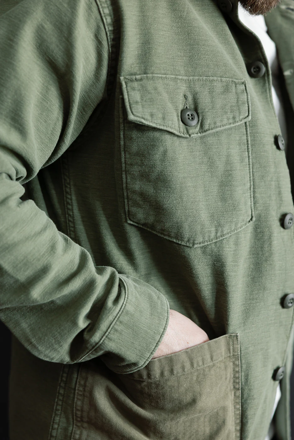 03-8345-77s - 4-Pocket Fatigue Shirt Reverse Sateen - Dark Olive Stone - Image 19