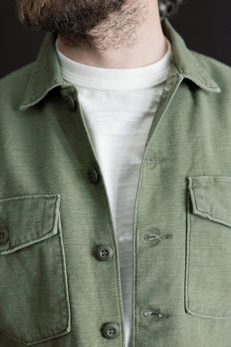03-8345-77s - 4-Pocket Fatigue Shirt Reverse Sateen - Dark Olive Stone - Image 6