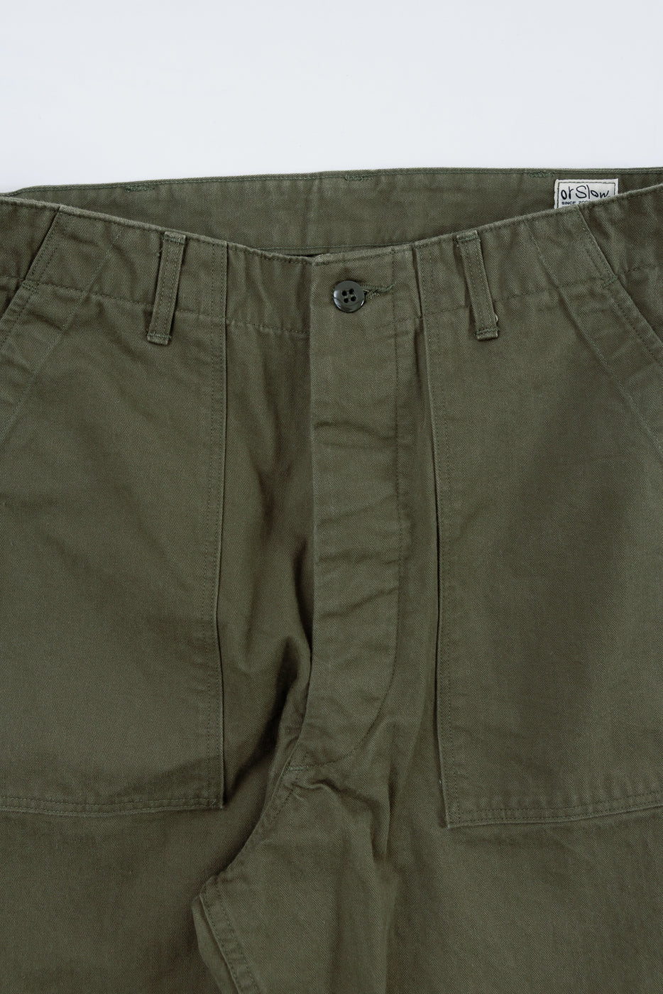 03-V5002-76k - Vintage Fit Fatigue Pants Herringbone Twill - Army Green - Image 3