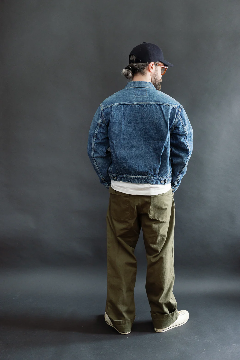 03-V5002-76k - Vintage Fit Fatigue Pants Herringbone Twill - Army Green - Image 8