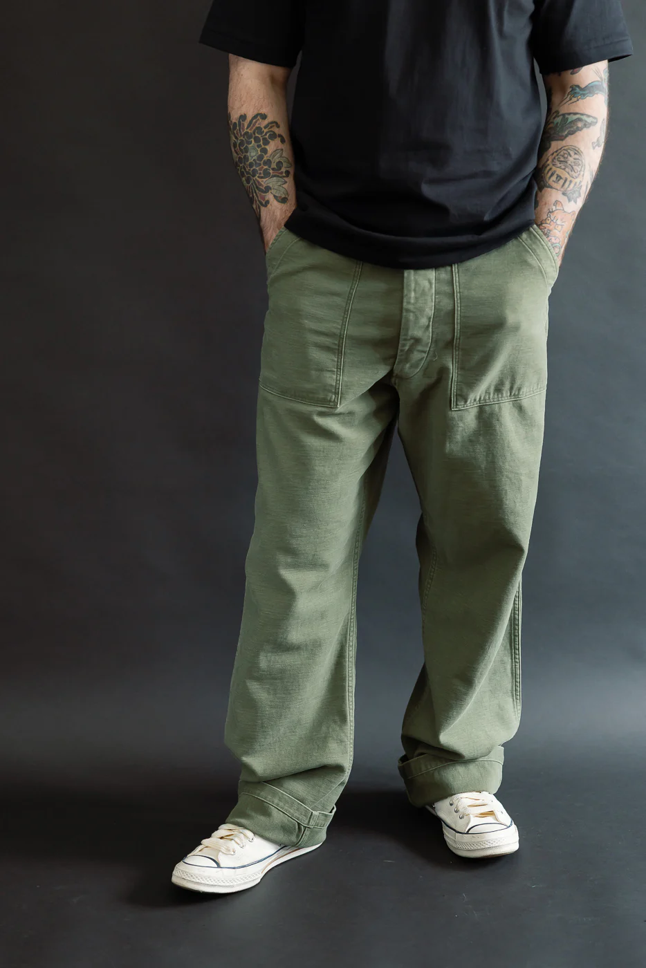 03-V5002-77SK - Fatigue Pants Reverse Sateen - Vintage Fit - Dark Olive Stone - Image 10